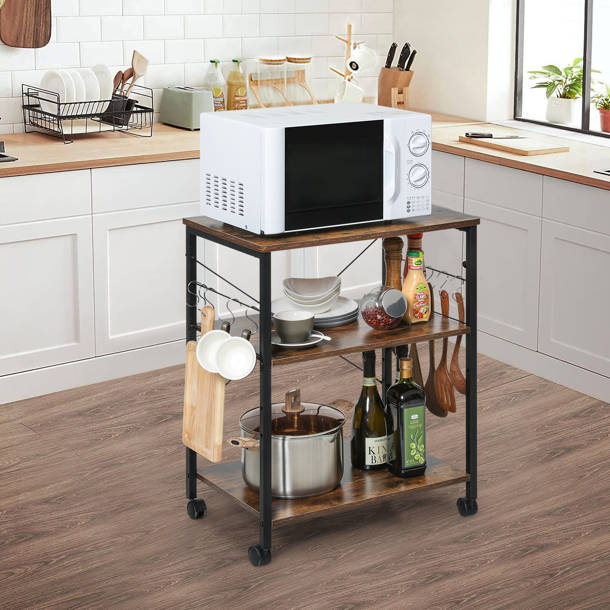 17 Stories 24" Steel Standard Baker's Rack with Wheels, Microwave Oven